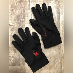 Spyder men’s softshell lining Black Gloves with Red Accents riding moto snow